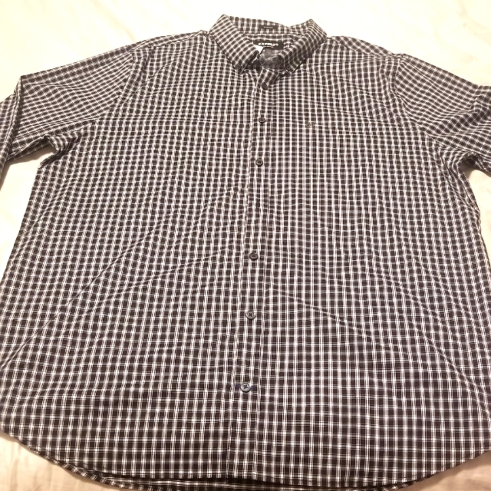 Men's Express Extra Slim Solid Wrinkle-Resistant Performance Dress Shirt "NEW"